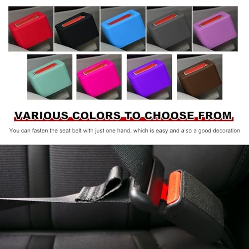 2 PCS Seat Belt Buckle Holder, Non-Slip Silicone Seatbelt Buckle Light Purple