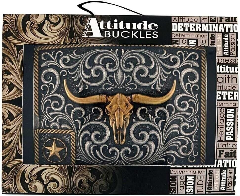 Montana Silversmiths Longhorn Collection Western Attitude Belt Buckle