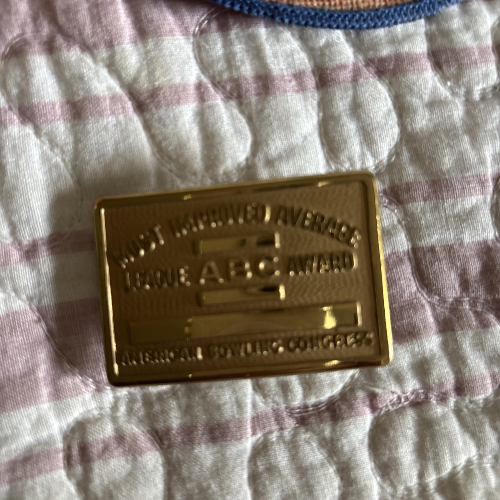 Vintage lot ABC Bowling League Award Brass Belt Buckle RARE, pin patches