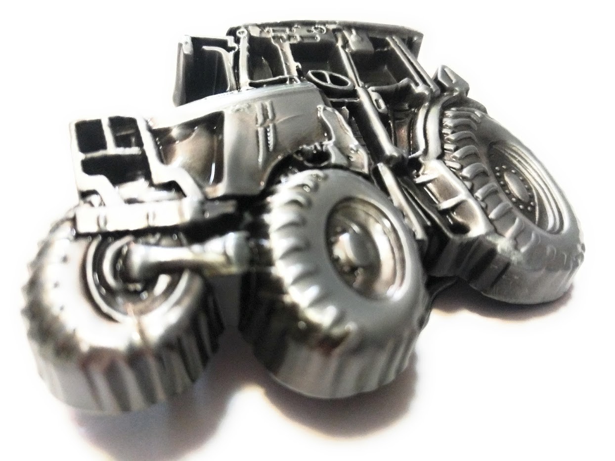 ♈ Raised Graphics ♈ Antique Silver Color tractor mens Belt Buckle Country Farm