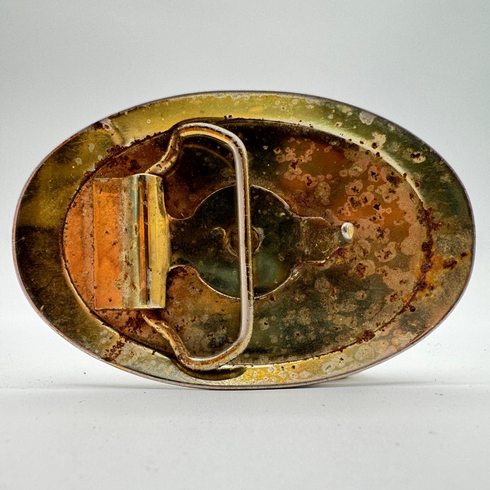 Vintage Brass Tone Oval Belt Buckle Western Cowboy Rodeo Belt Accessory