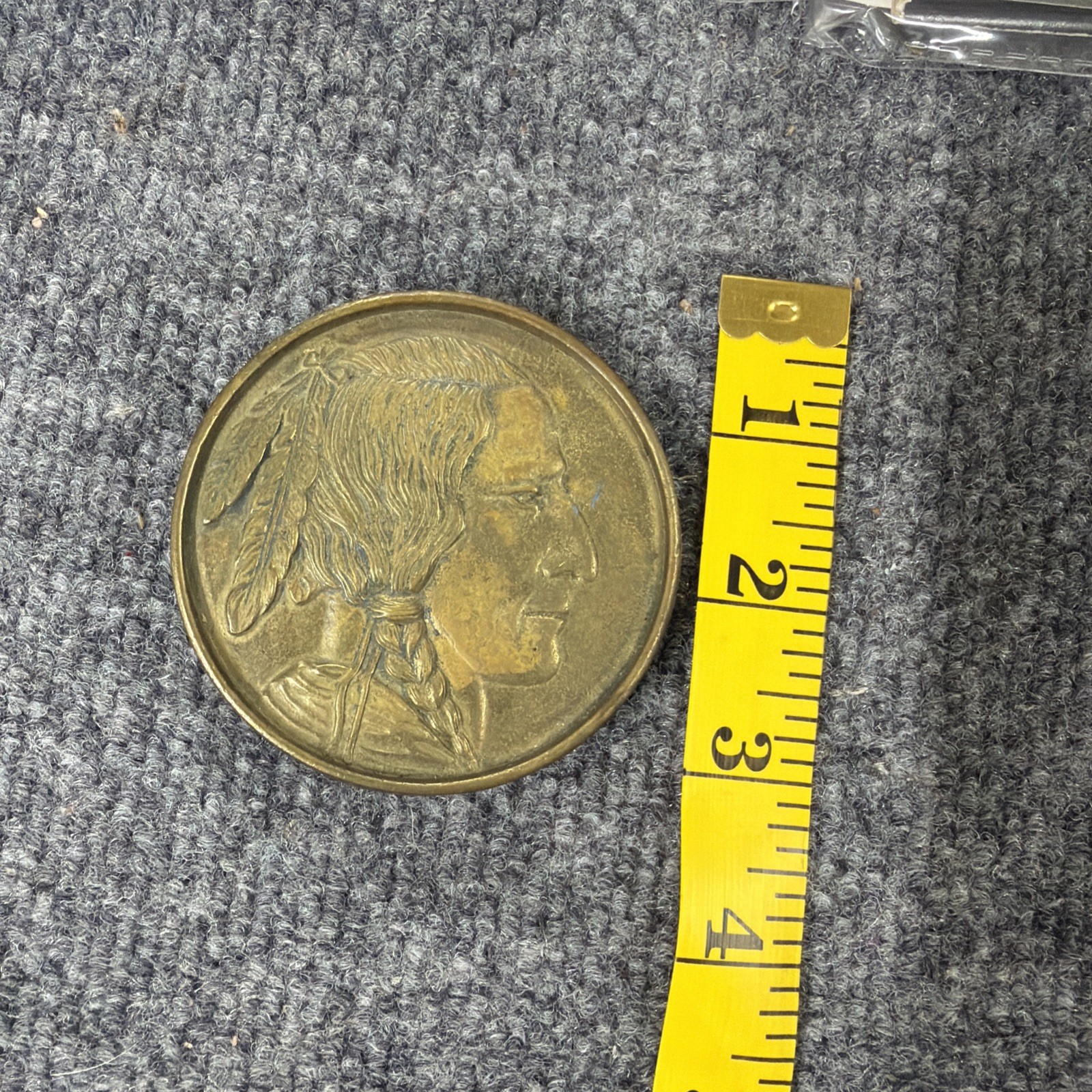 Vintage Baron Buckles Solid Brass Native American Chief Belt Buckle 416 Round