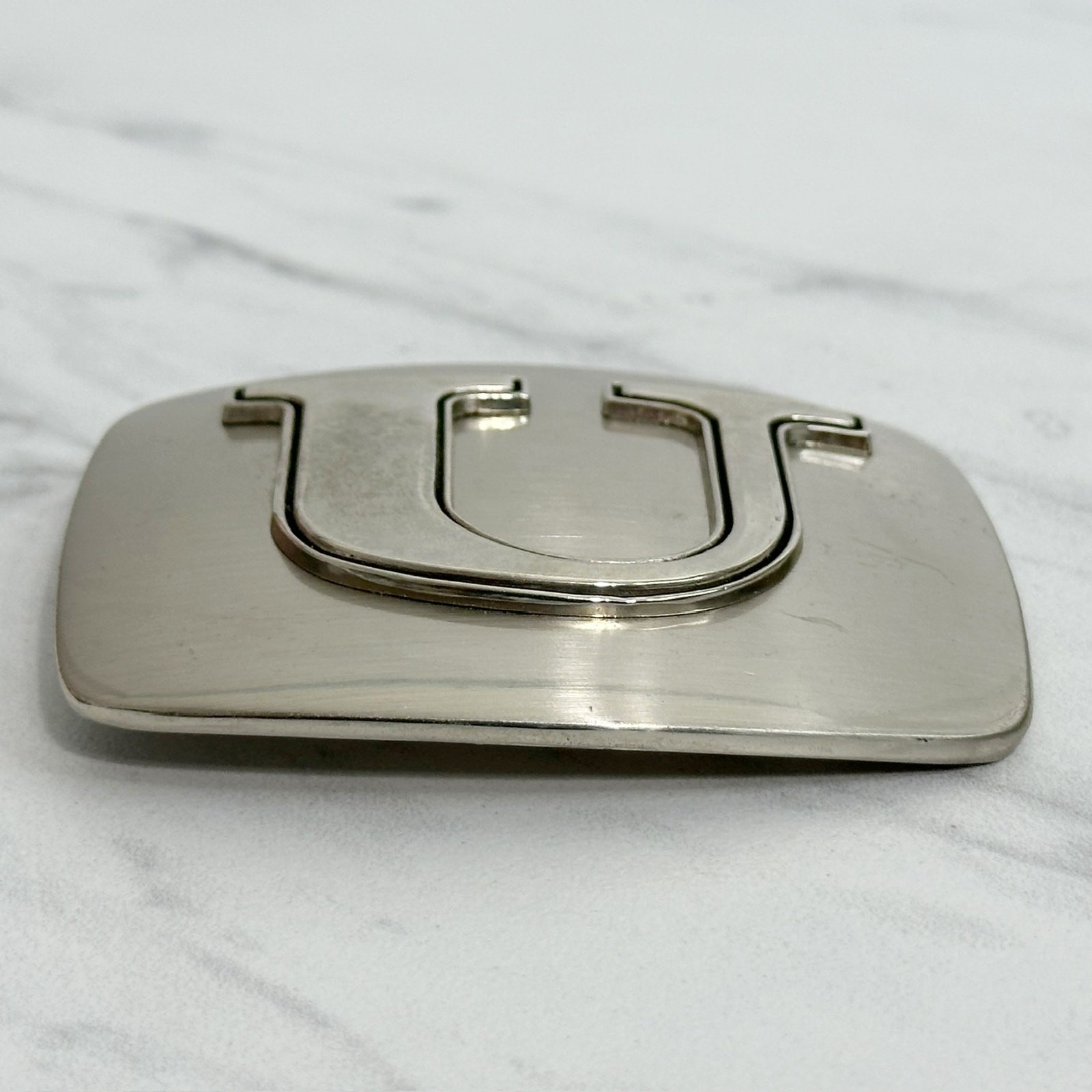 U Letter Initial Monogram Silver Tone Belt Buckle