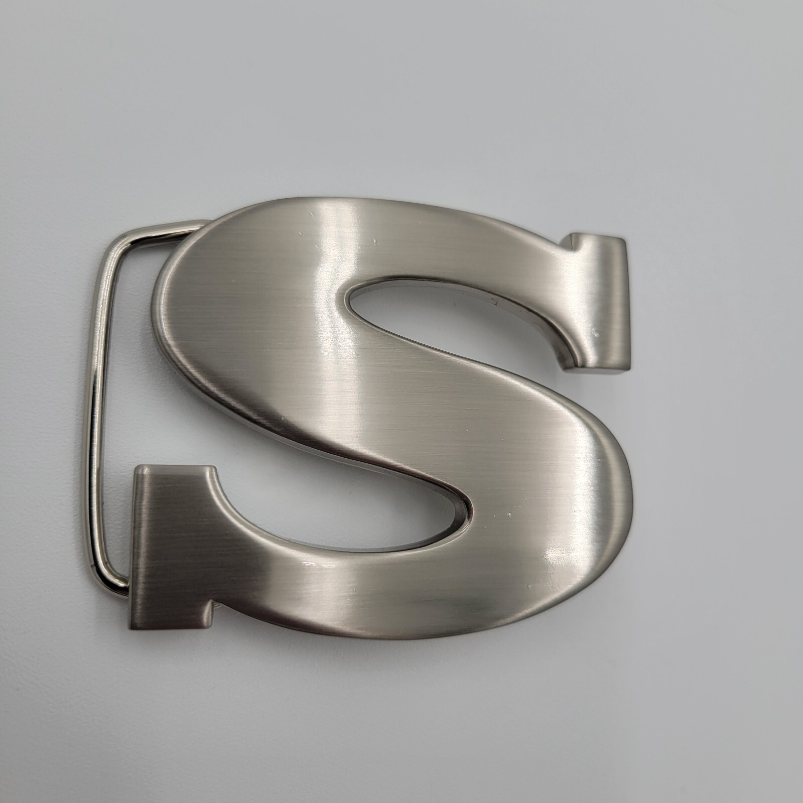 S Initial Brushed Chrome Belt Buckle 2 1/2&Prime; x 2&Prime; Up To 1 1/4&Prime; Belt
