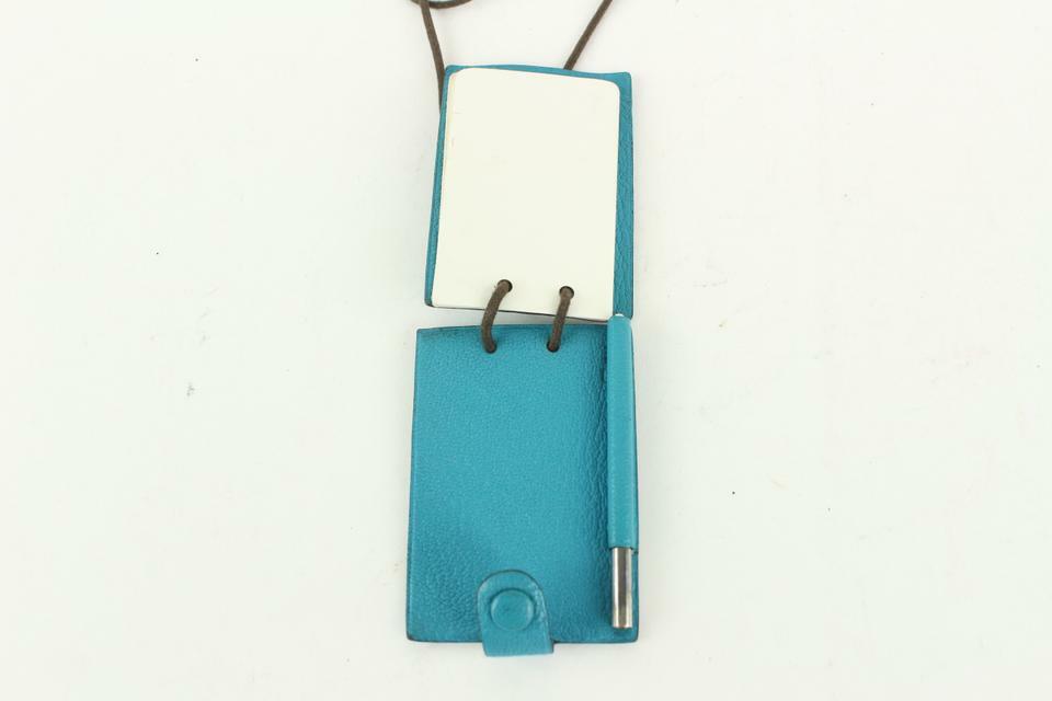 Hermès Blue Chevre Mini Note Cards with 925 Silver Pencil 1012h27