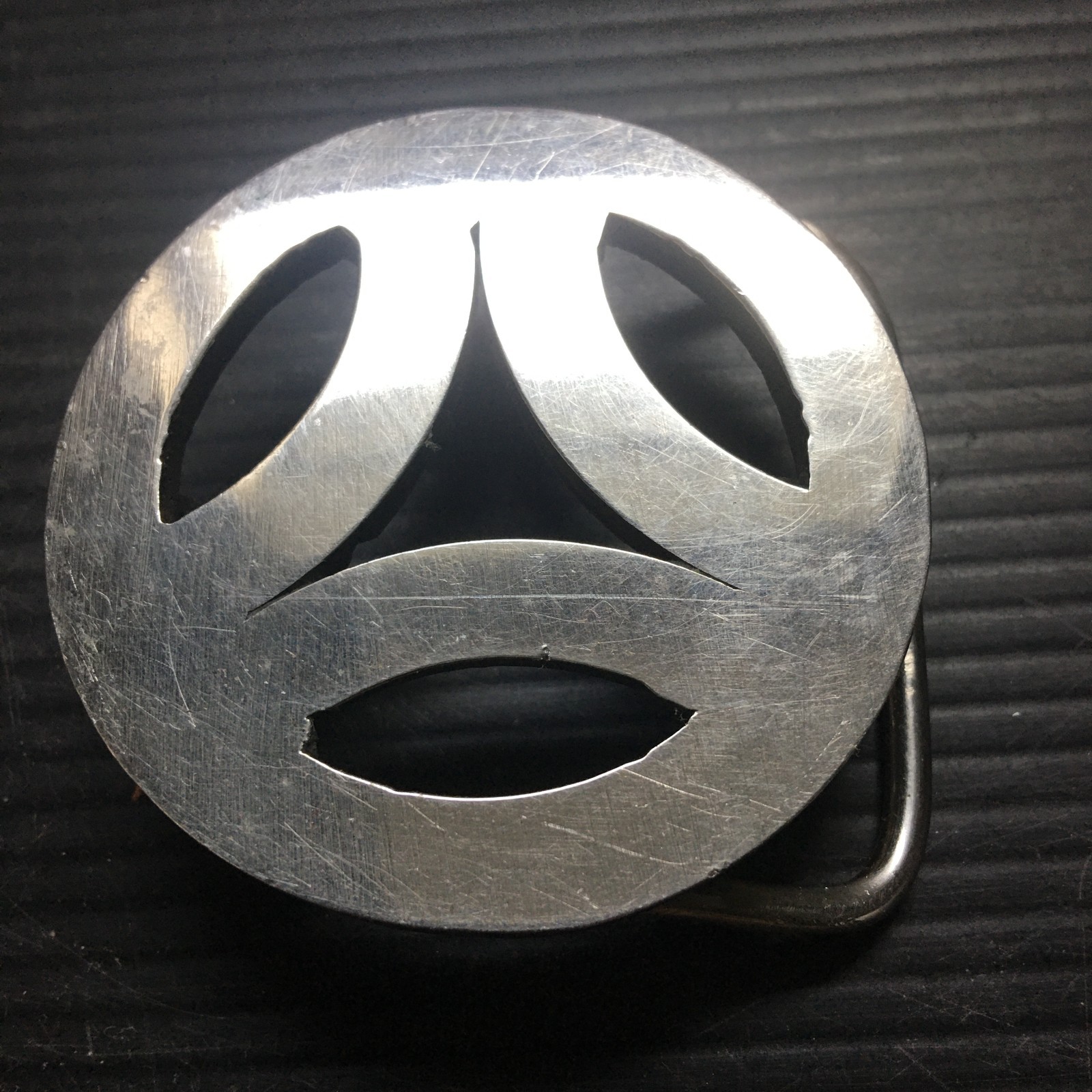 Vintage 1960s Bill Smith Borromean Rings Minimalist Silver Belt Buckle 2.325&Prime;D