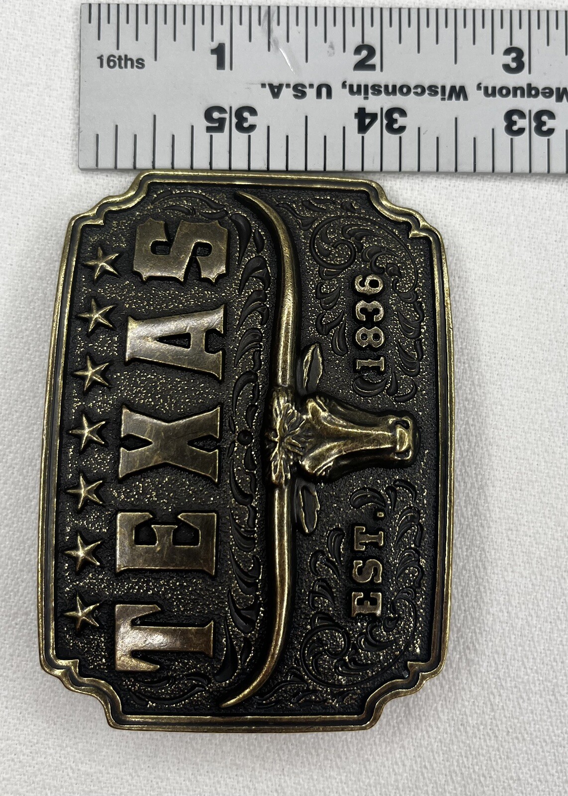 Cowboy Texas Long Horn Brown Metal Belt Buckle