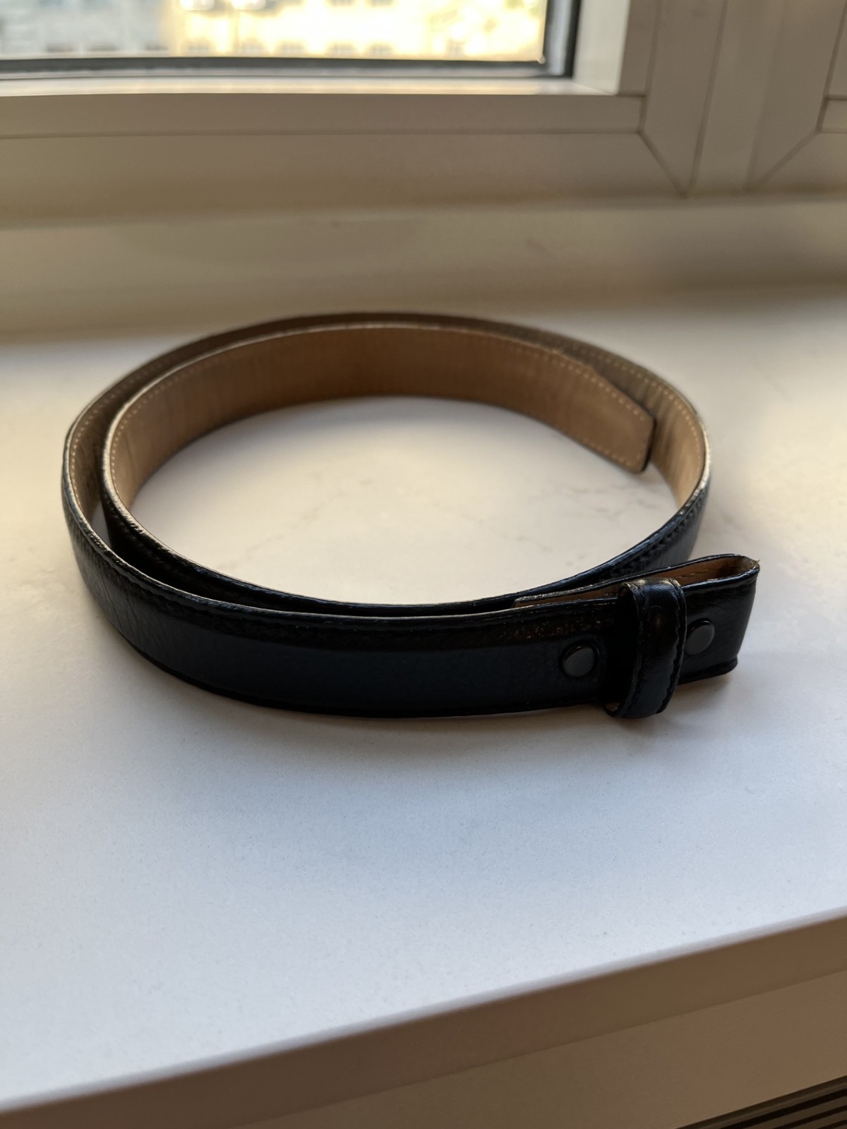 Sterling Silver Belt Buckle, Paul Stewart NYC — w/Tiffany 32&Prime; Calfskin Belt