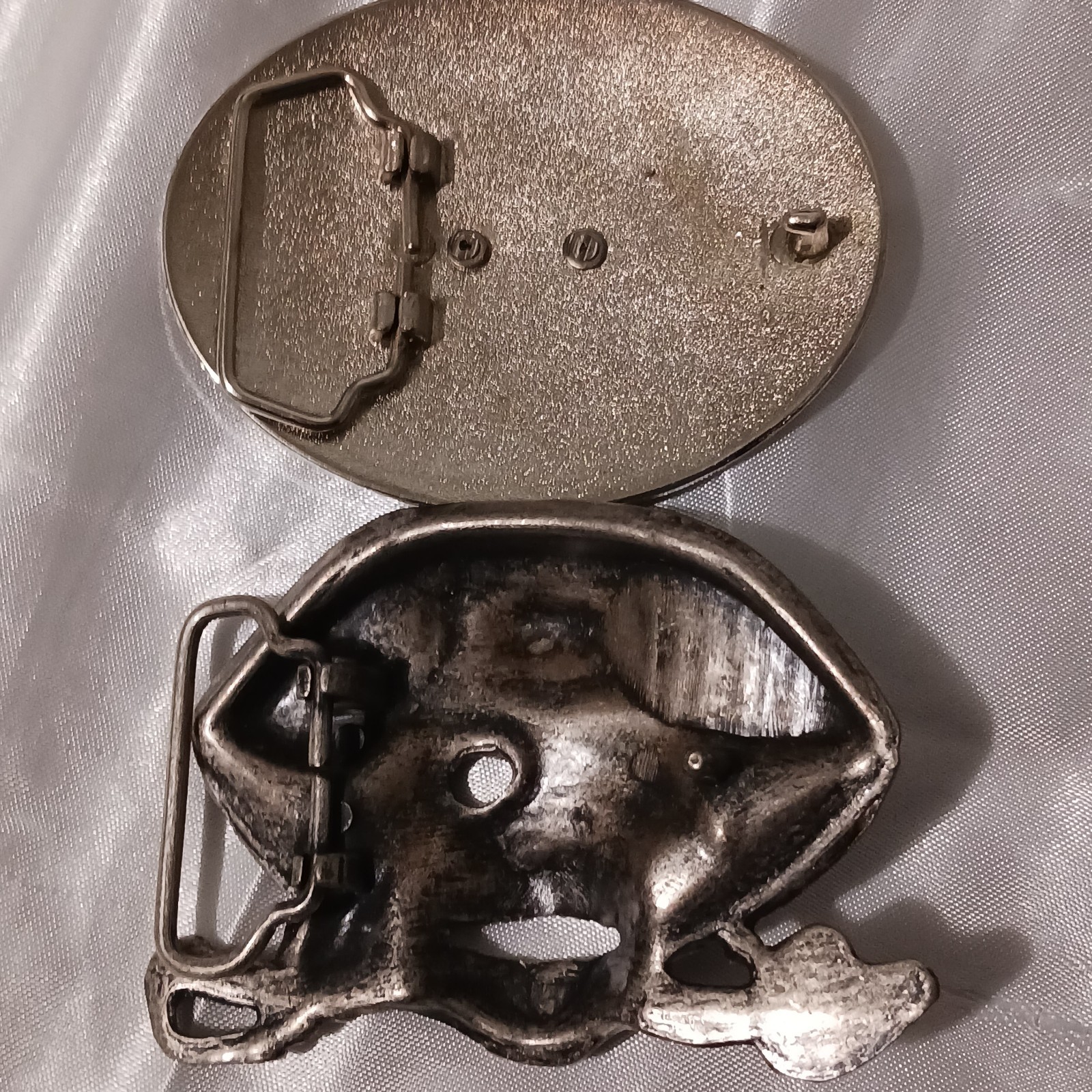 2 Skull Belt Buckles Pirate Biker Unmarked Metal