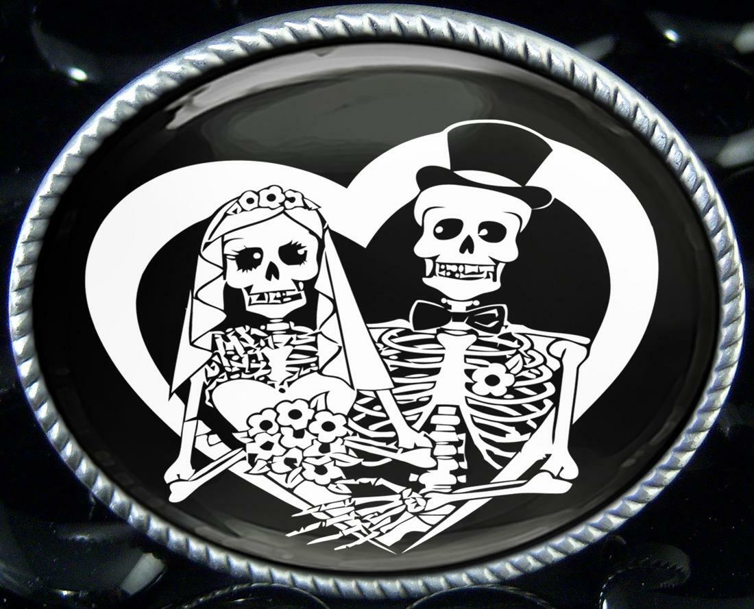 Sugar Skull Bride & Groom Belt Buckle – Day of the Dead Wedding Handmade Gift 66