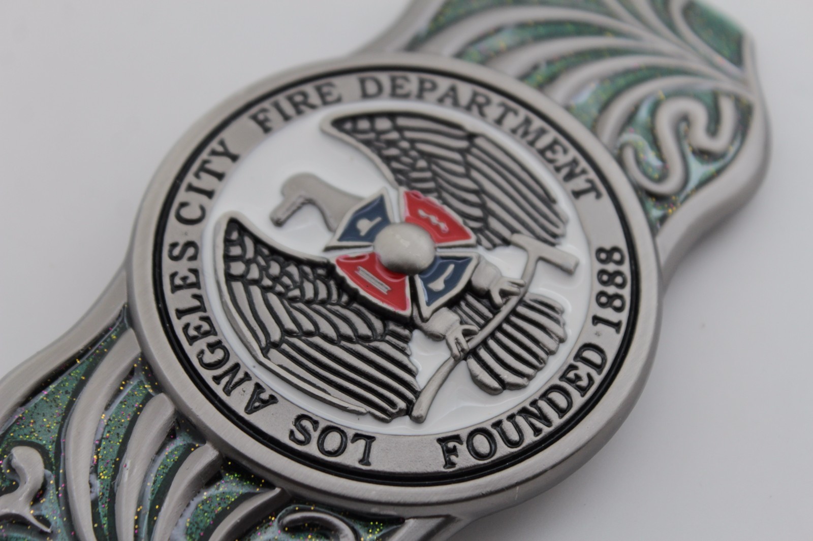 Men Women Silver Metal Belt Buckle Long Los Angeles LA Fire Department Flag 1888