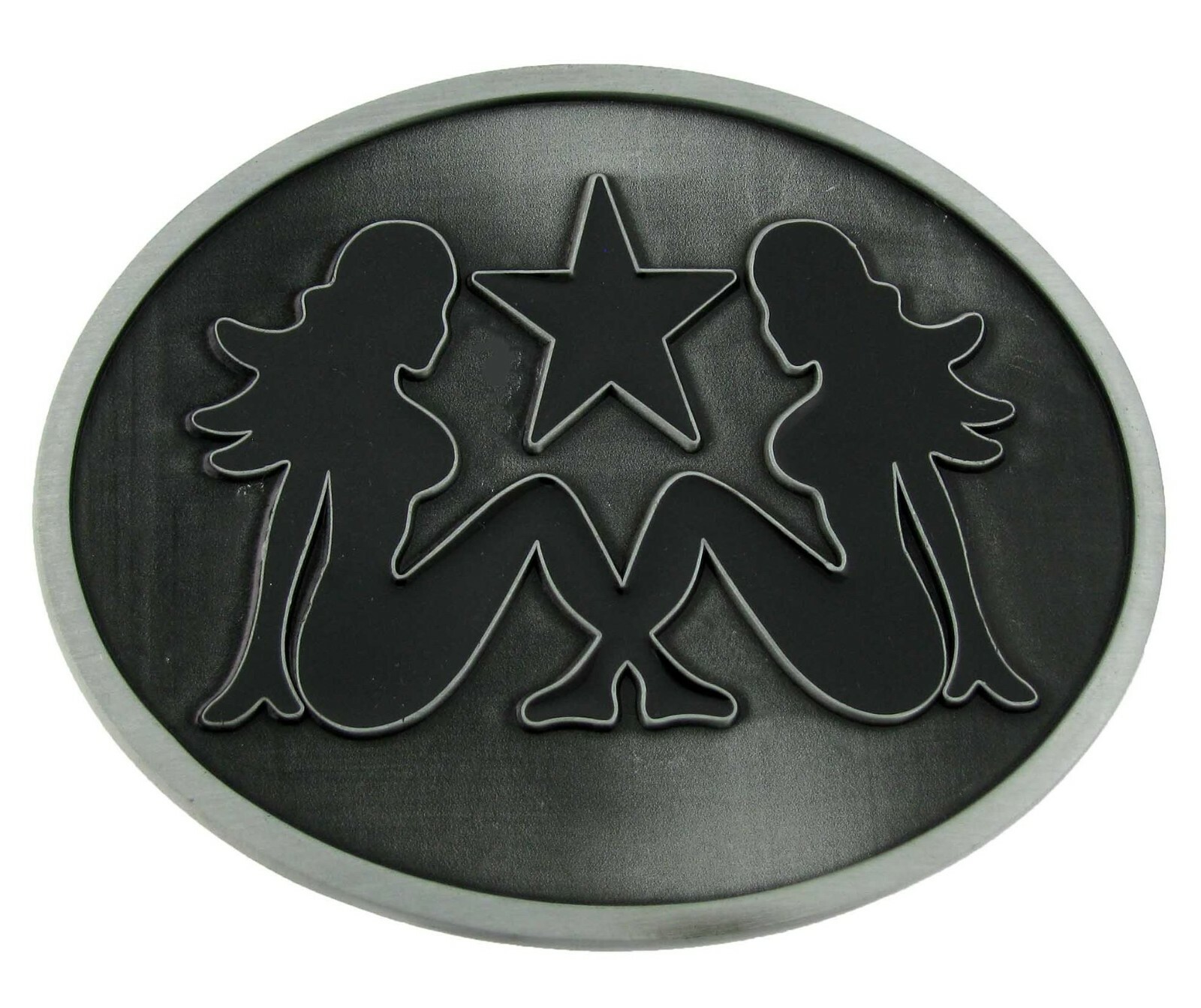 Mud Flap Girl Trucker Biker Pin UP Belt Buckle Silver Chrome Metal Men Women New