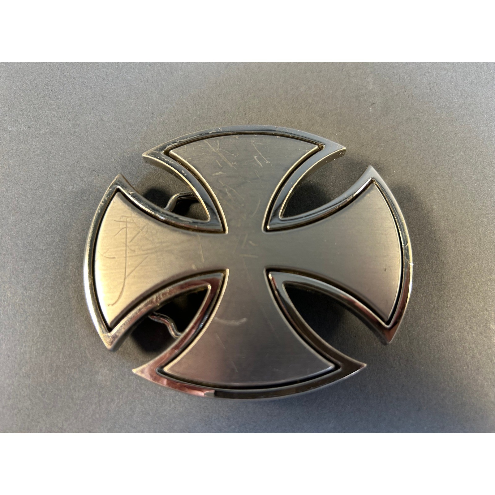 Silver Iron Cross Belt Buckle Maltese Biker Gothic Punk Metal Large 3 Inch