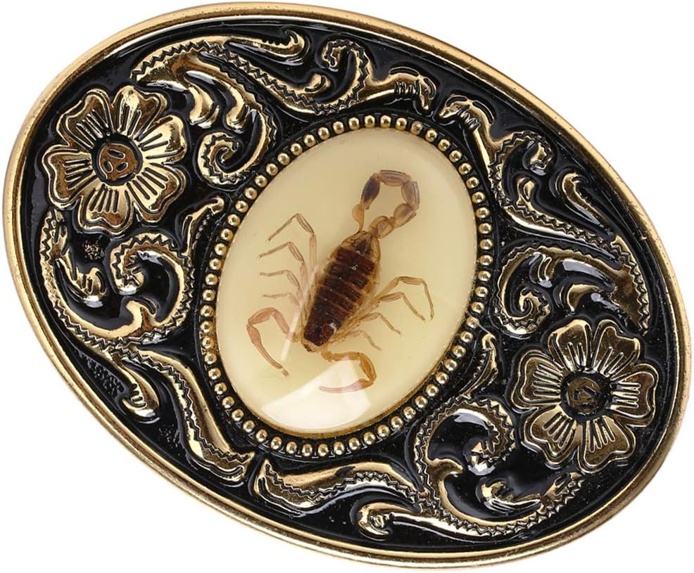 Belt Buckle for Men- Unique Luminous Stone Native American White 3D Scorpion …