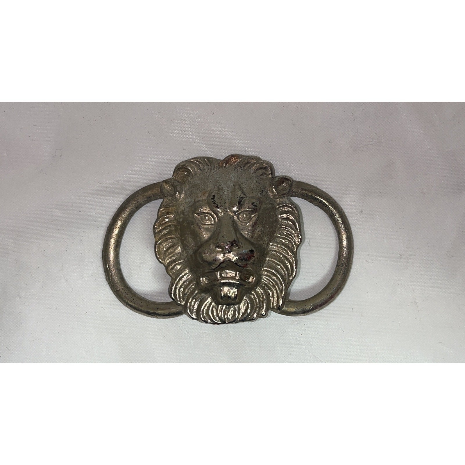 Vintage Silver-Toned Lion Head Belt Plate / Home Decor Collectible