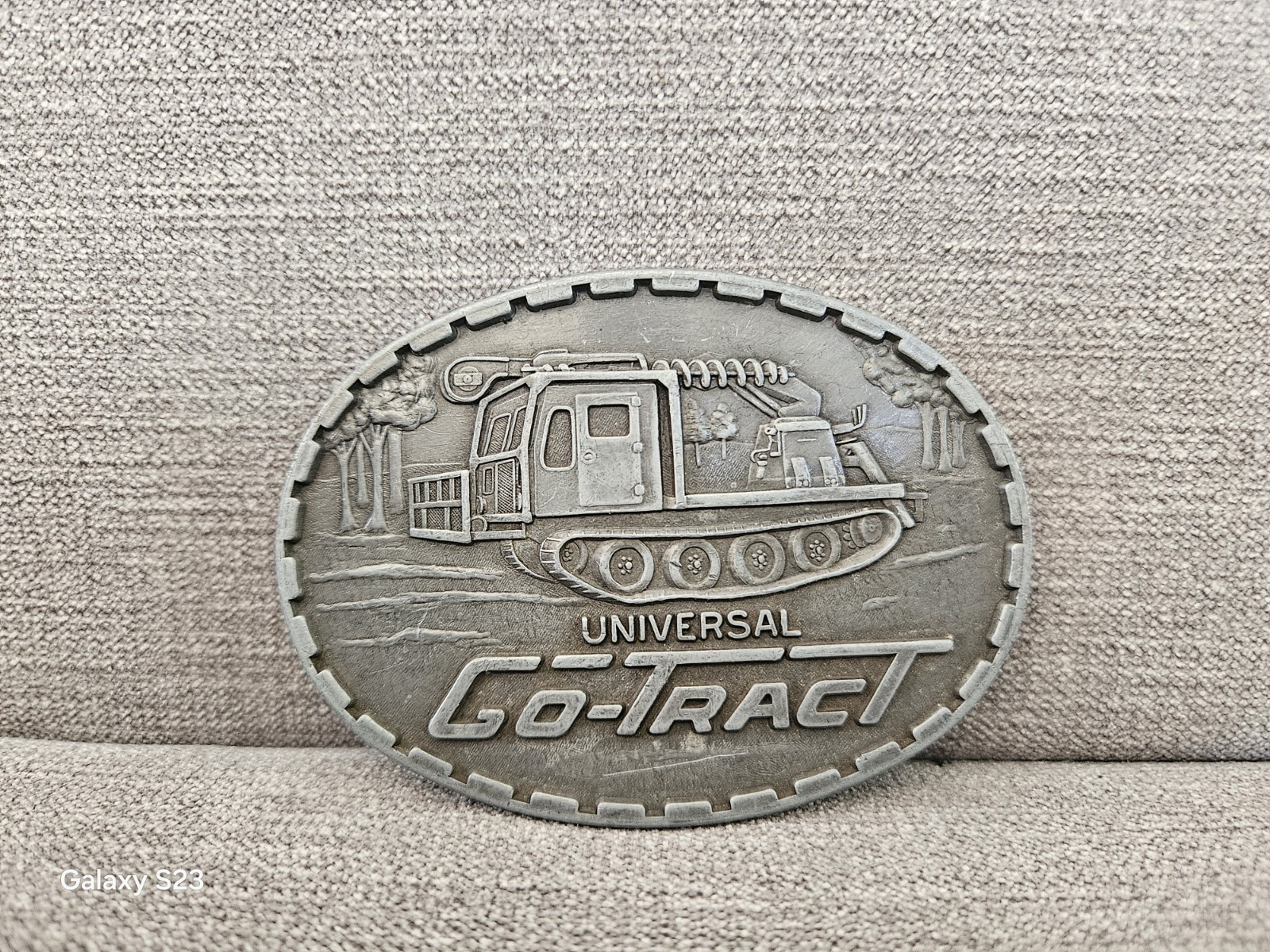 Vintage Universal Go-Tract Belt Buckle R.J. Roberts Tracked Forestry Machine