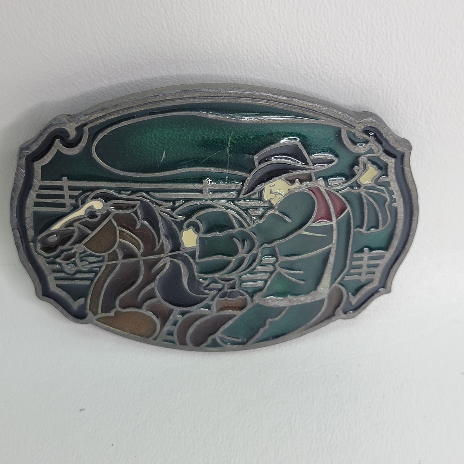 Vintage Arroyo Grande Belt Buckle Mens One Size Cowboy Horse Western Multicolor