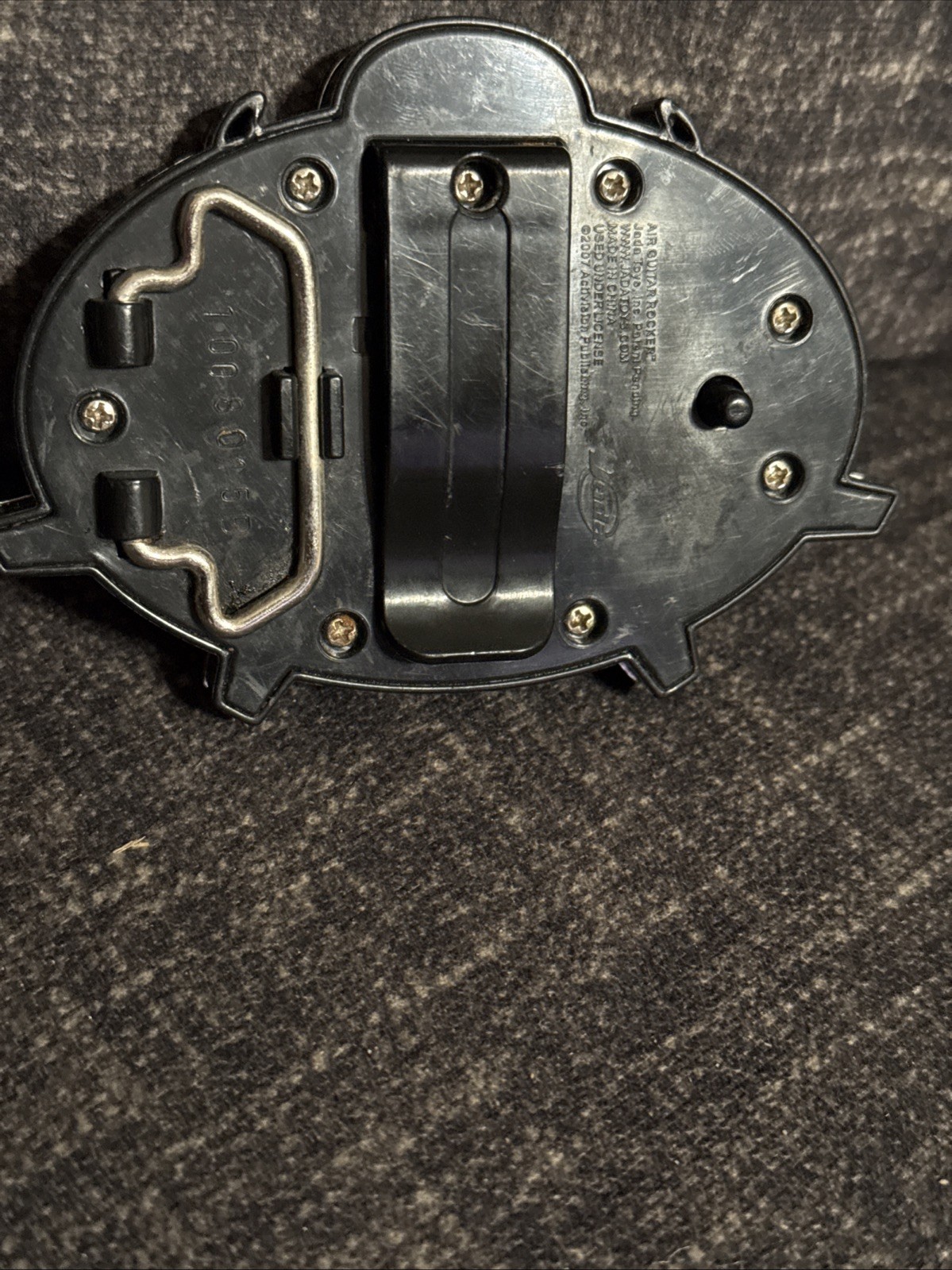 Plastic Guitar Hero Belt Buckle With Skull & Flames