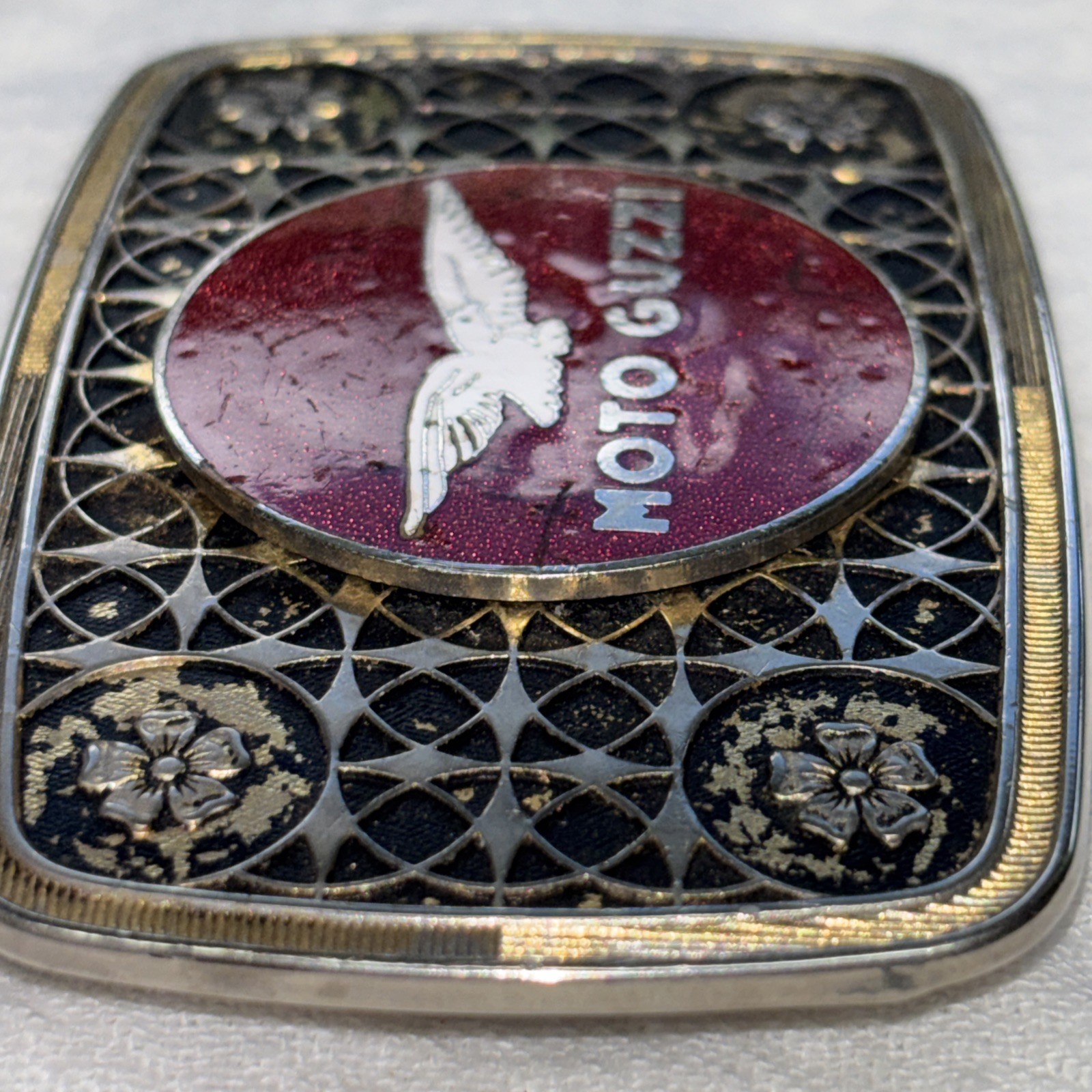 MOTO GUZZI MOTORCYCLE BELT BUCKLE-Vintage