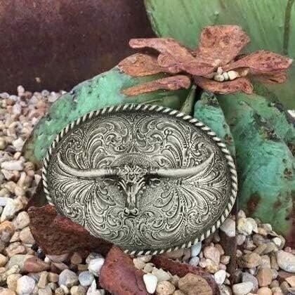 Montana Silversmiths Longhorn Collection Western Attitude Belt Buckle