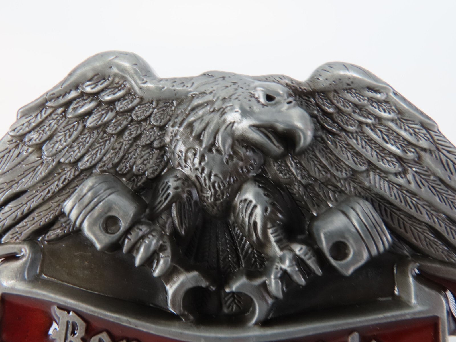 Born To Ride Eagle Belt Buckle Pewter Tone Enameled Metal New Motorcycle Theme