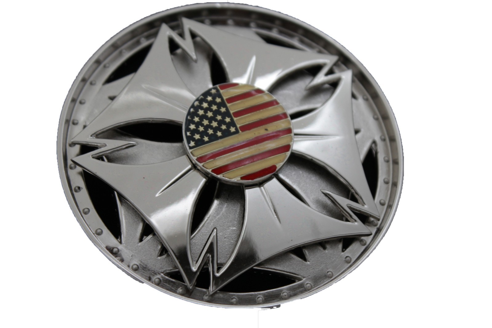 Men Women Silver Metal Belt Buckle Spinning USA Flag United States America Jeans