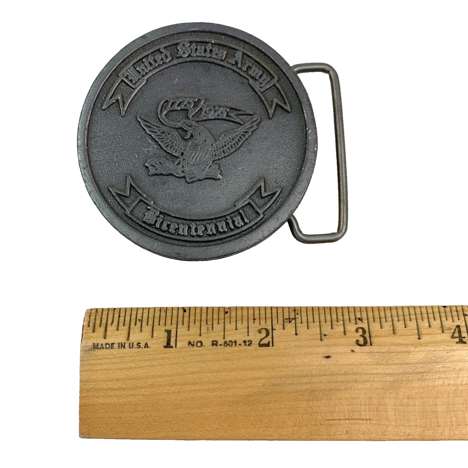 United States Army Bicentennial 1775 1975 Metal Belt Buckle Hit Line USA