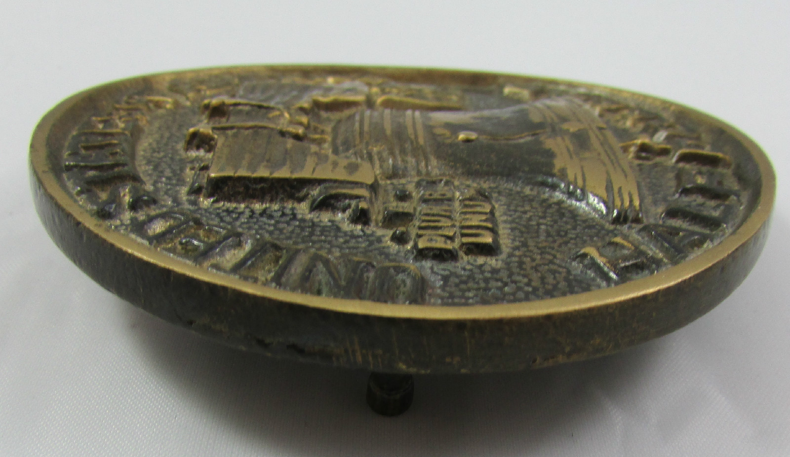 Vintage Solid Brass American Half Dolar Liberty Bell Patriotic Belt Buckle #873