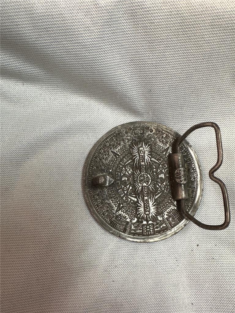 Vintage 1974 Bergamot Brass Works Belt Buckle Mayan Aztec Calendar