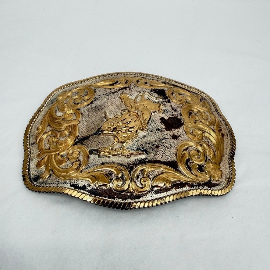 Montana Silversmiths Silver Plate LARGE Belt Buckle Bull Rider Western Cowboy