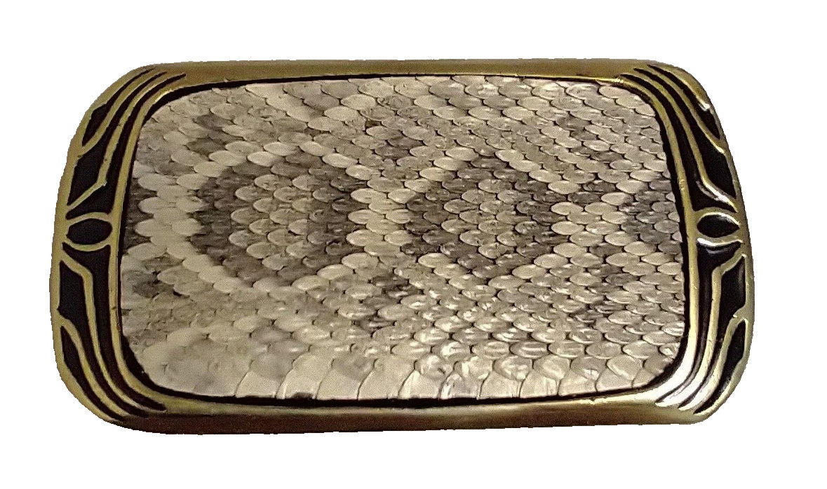 Real Eastern Rattlesnake Snakeskin Insert Belt Buckle made in USA