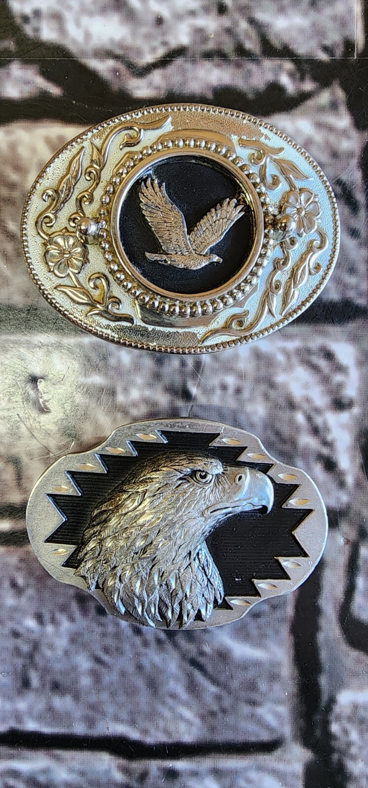 Belt buckle-LFA Eagle Head Diamond cut Novelty and Spread wings bald eagle