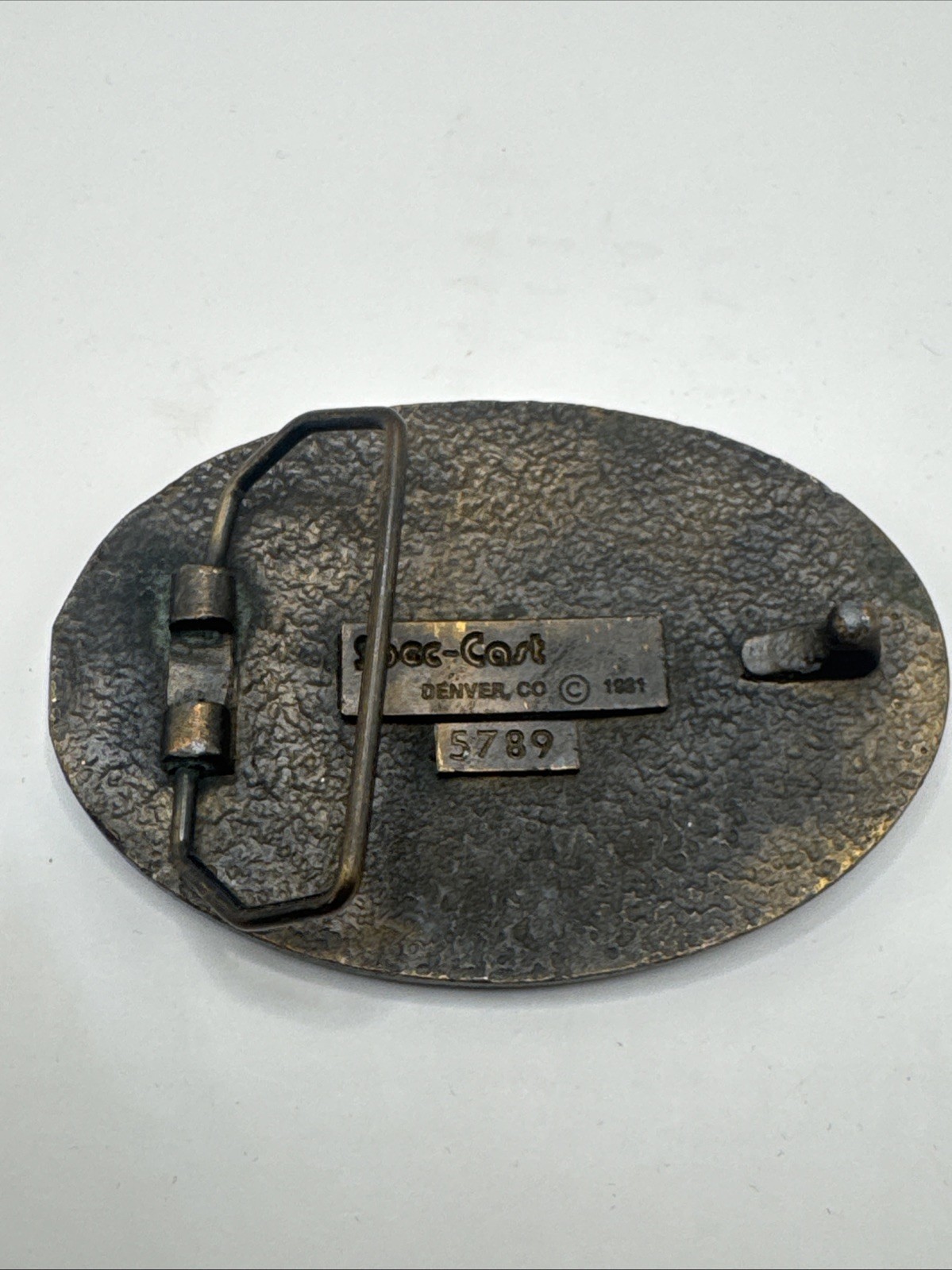 CRUDE 1981 SPEC-CAST Solid Brass Belt Buckle #5789