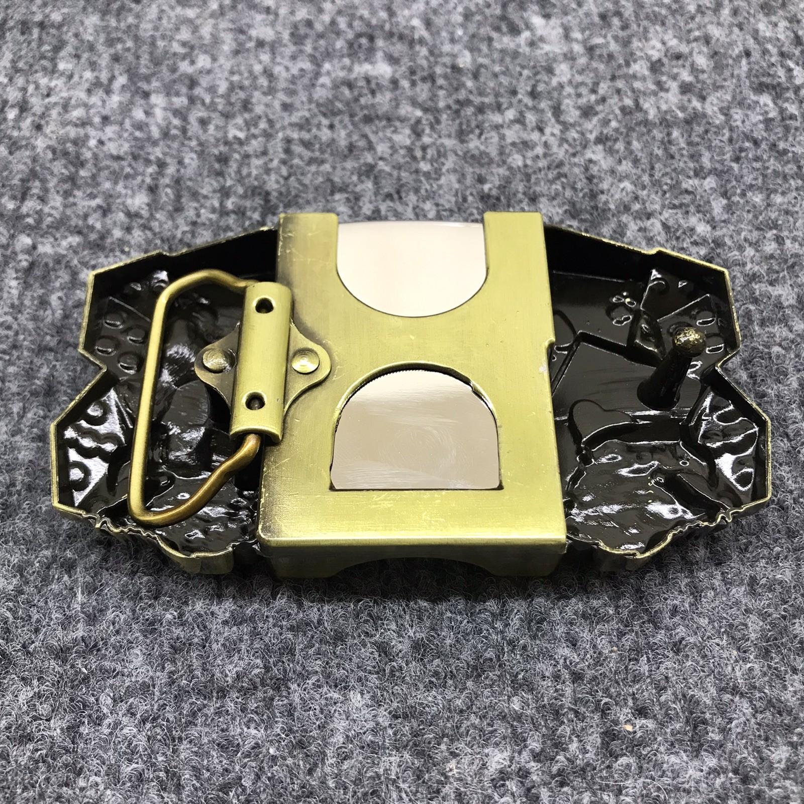 Antique Brushed Eagle Poker Belt Buckle with Lighter, Stock in US