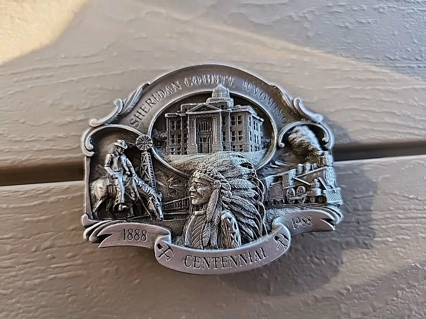 Belt buckle from Sheridan County Wyoming Centennial 1888 To 1988 B74