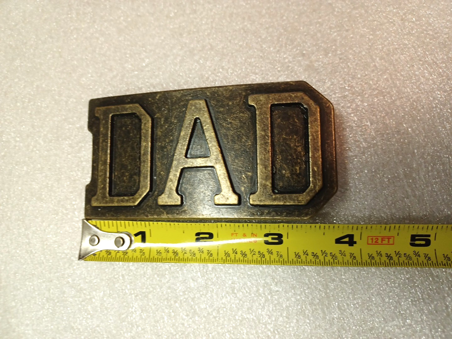 Vintage DAD 3D Belt Buckle Husband Grandpa Hubby Solid Brass Plated Christmas