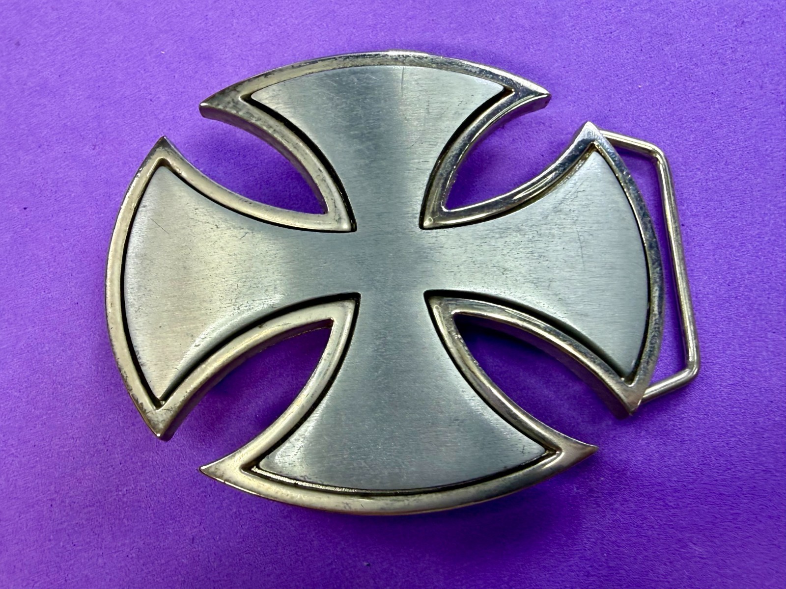 Maltese Celtic Iron Cross Gothic Punk Biker Vibe Cutout Silver Color Belt Buckle