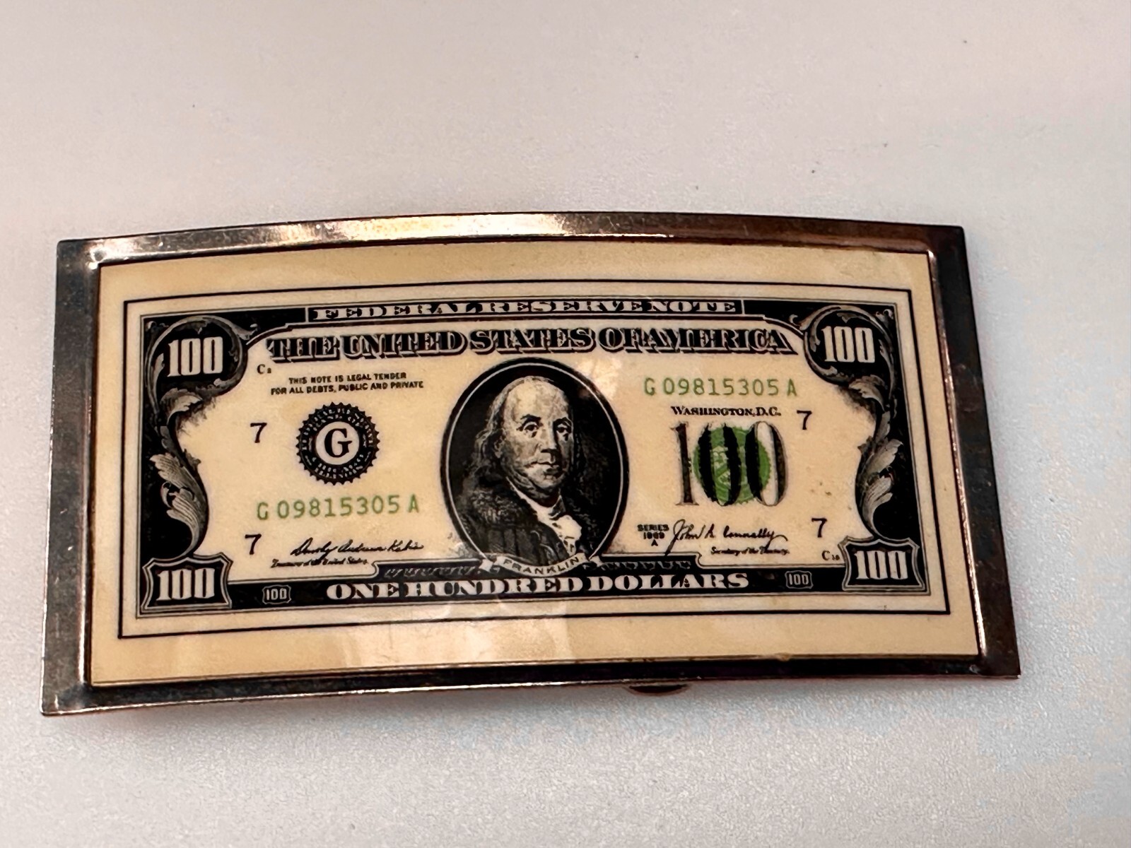 One Hundred Dollar Bill Picture Note United States of America Belt Buckle