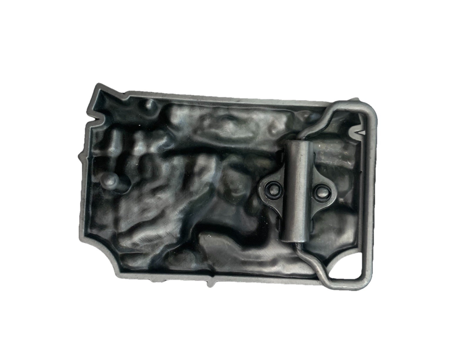 Deer Hunting Belt Buckle Rifles Metal Blue Green Enameled Nice!
