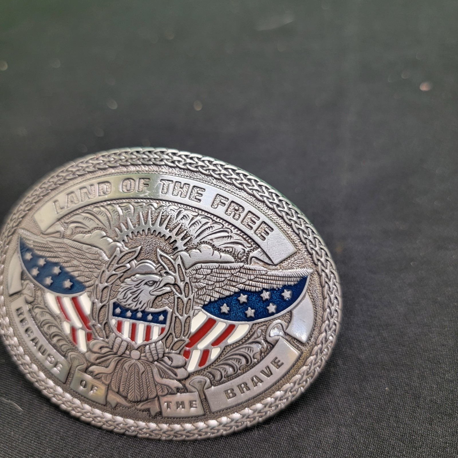 Nocona Bald Eagle with American Flag Land Of The Free Belt Buckle