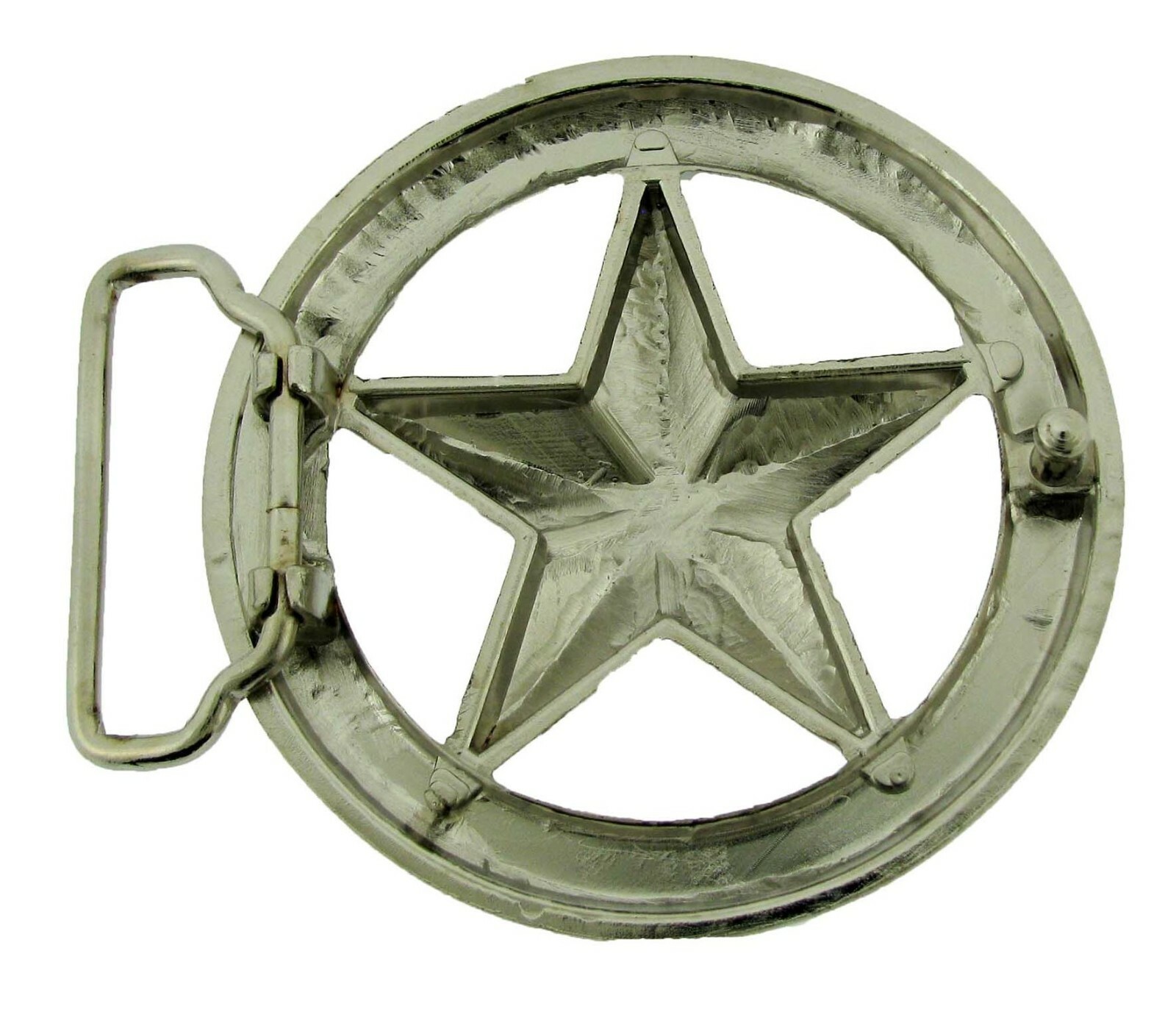 Silver Lone Star Belt Buckle Texas Rodeo Western Metal High Quality Bling Badge