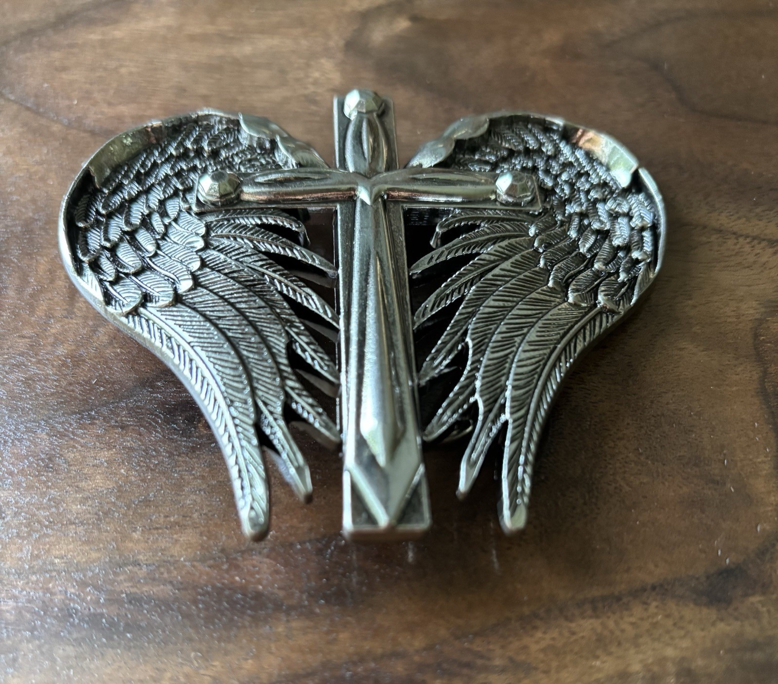 Western heart and Winged Cross Belt Buckle 3D