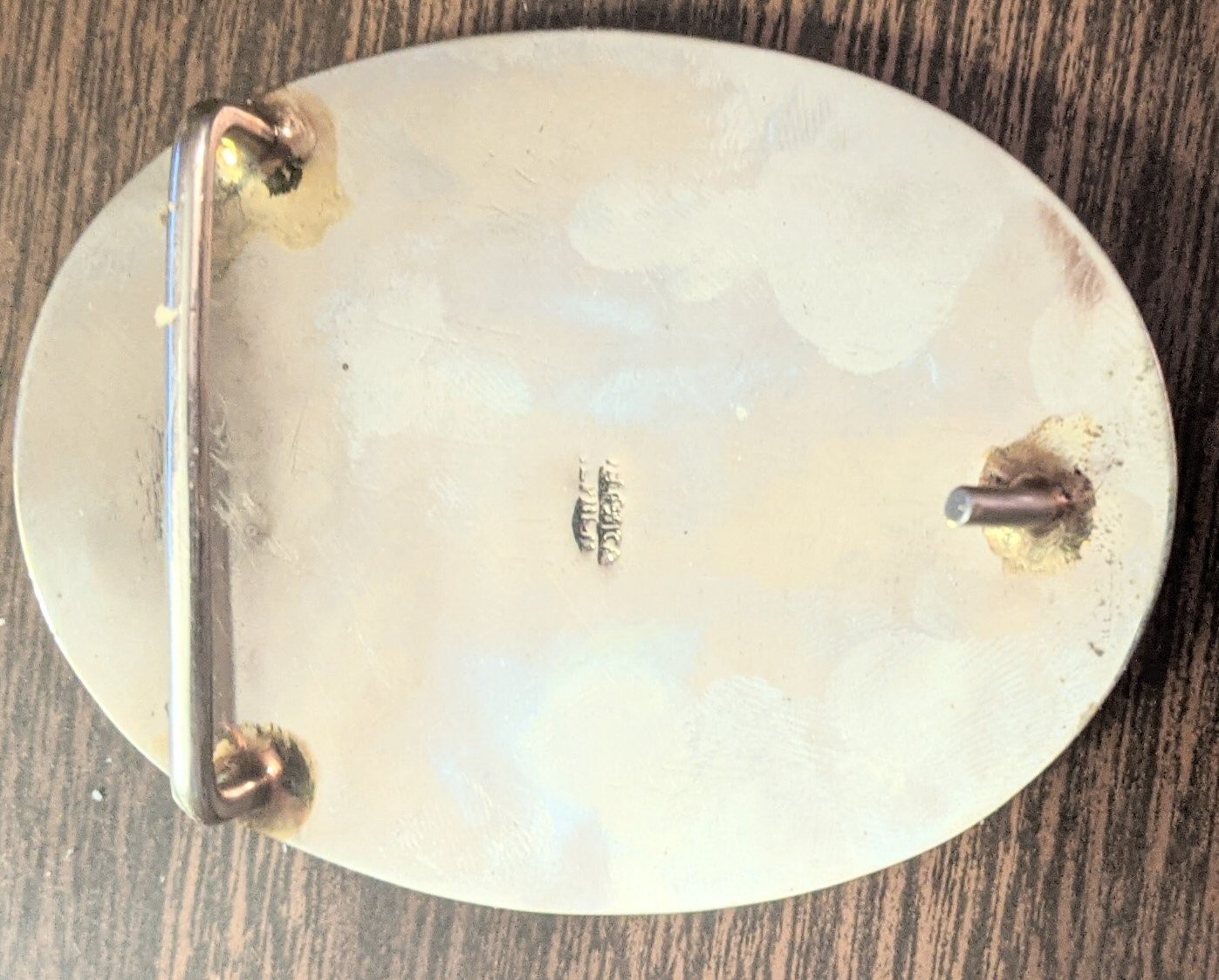 Vintage Abalone Shell MEXICO Belt Buckle Mother of Pearl Alpaca Silver