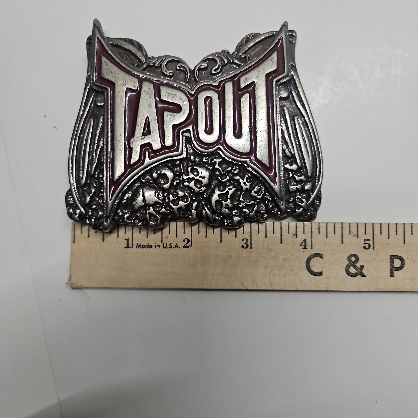 Vintage MMA UFC TAPOUT Belt Buckle Heavy Metal Skulls Graveyard Belt Buckle
