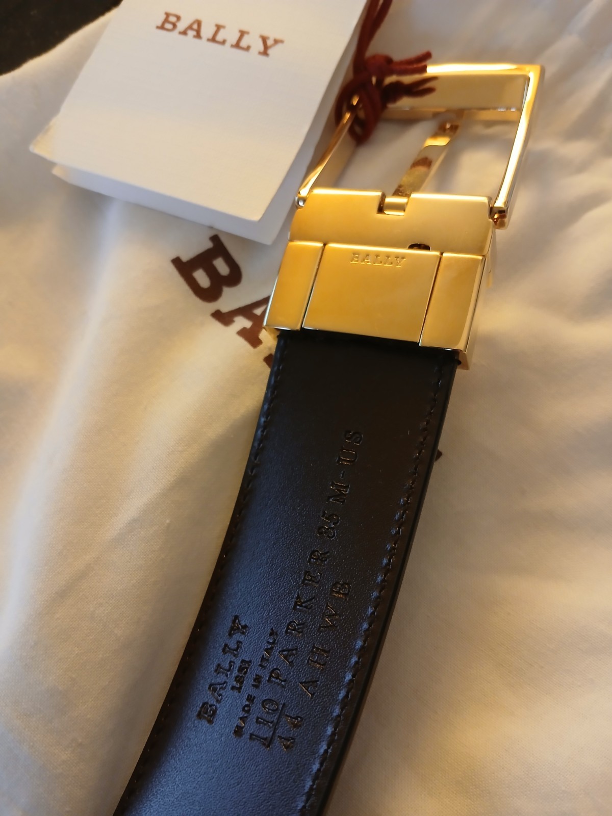 BALLY Parker Men&rsquo;s Adjustable Belt -Brown/Gold EU 110/US 44 MSRP $325