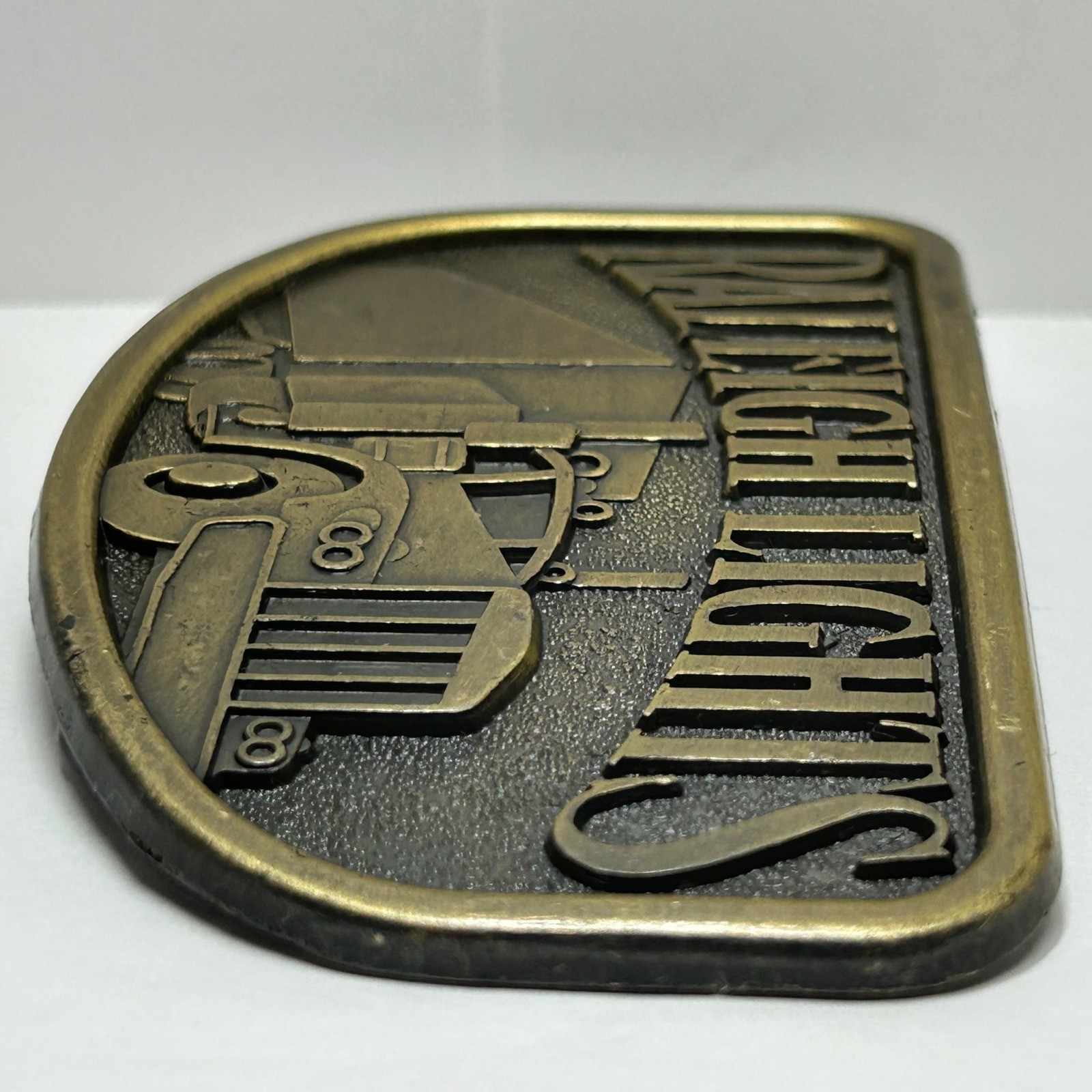 Vintage Raleigh Lights Semi Truck Belt Buckle Metal Antique Western Trucker