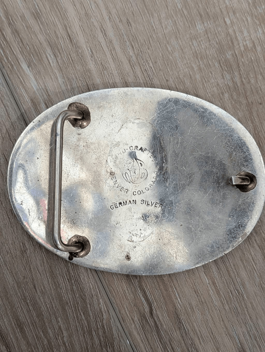 Vintage 1980 R&B German Silver Belt Buckle Tool Pusher Oil Derrick Handcrafted