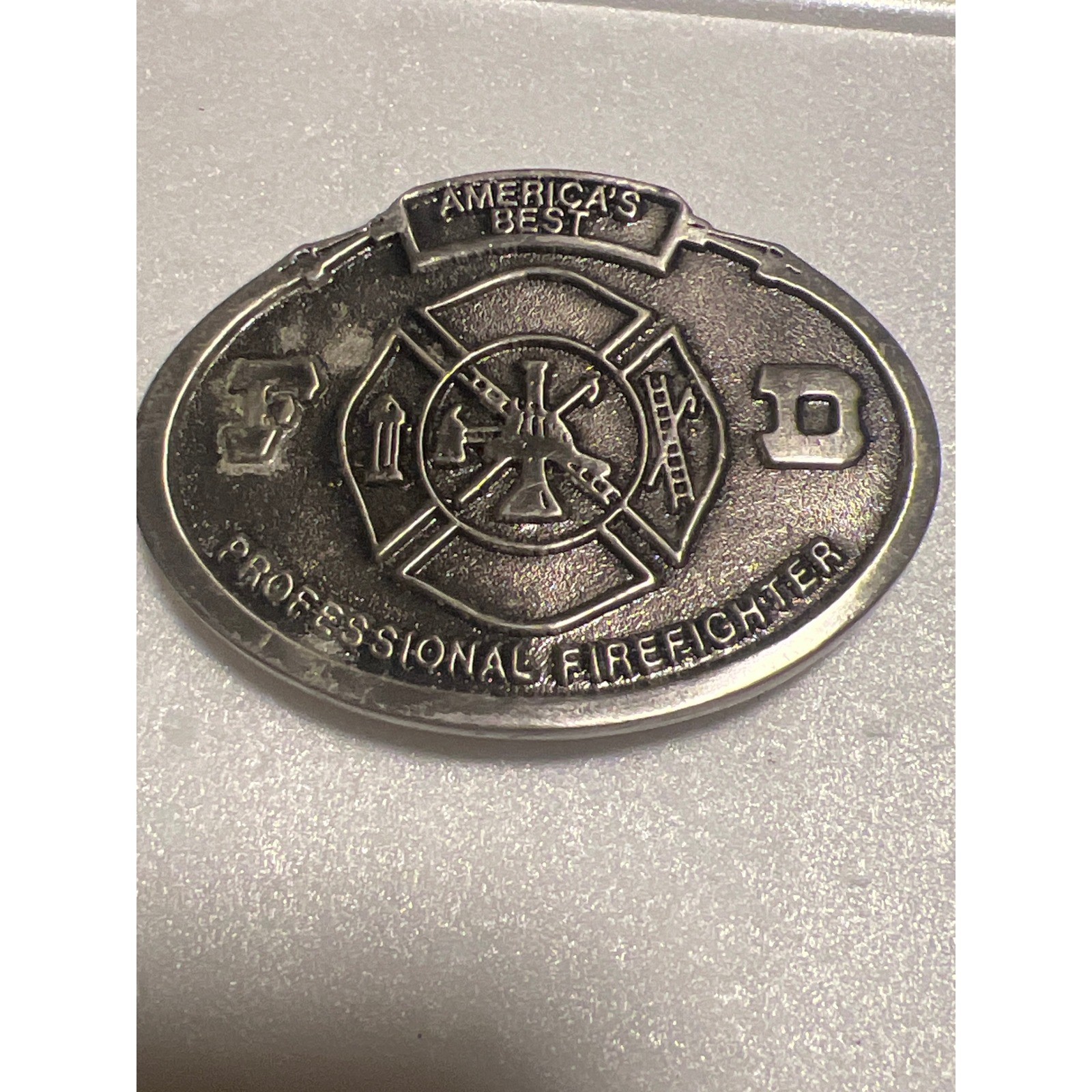 Vintage Firefighter BeltBuckle America&rsquo;s Best Professional Firefighte–Broken Pin