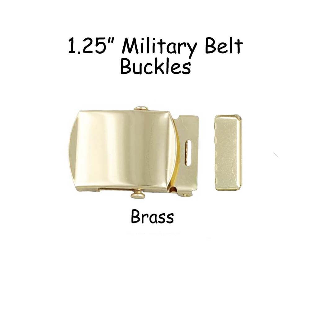 3 Military Belt Buckles and End Tips for 1.25 Inch (32 mm) Canvas Webbing Belts