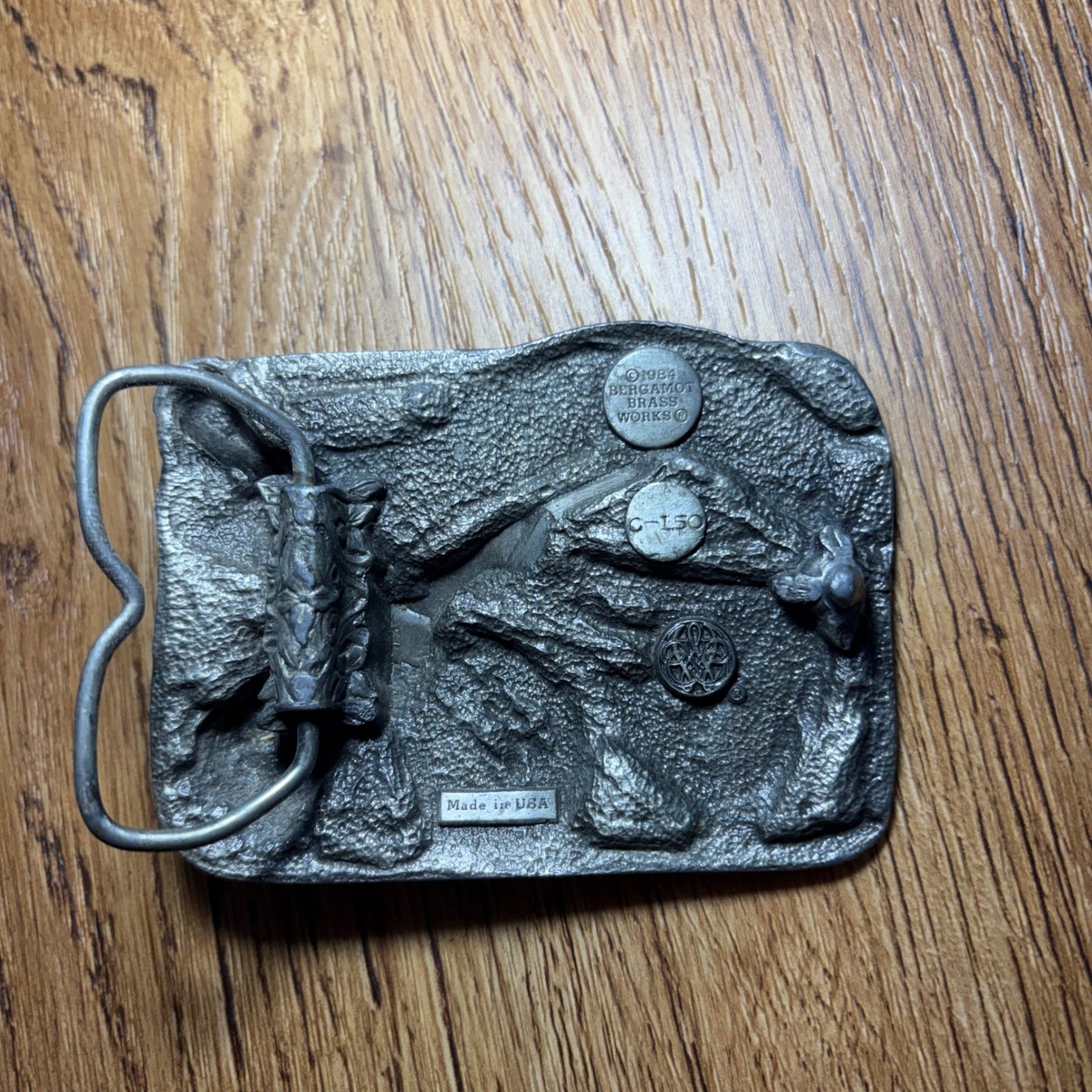 Vintage 1984 Bergamot Brass Works Country Western Music Belt Buckle USA Made